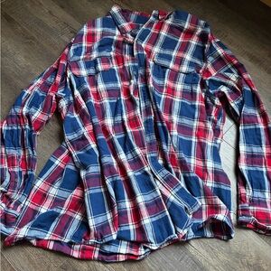 Faded Glory Women's Red and Blue Plaid Shirt
